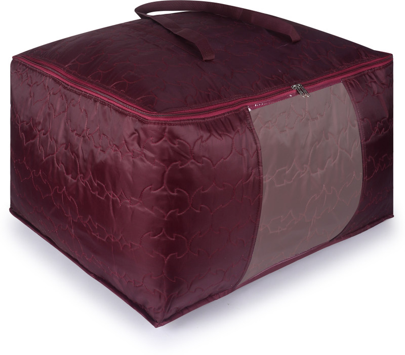 zombata Jumbo Storage Bag with Transparent Window for Blankets, Kambal, Rajayi, Sarees and Clothes etc(Maroon)