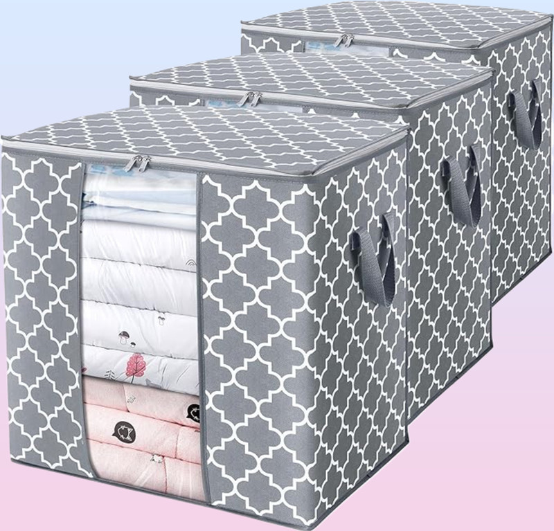 STORAZE PVC Foldable Clothes Storage Bag GARMENT COVER(Grey)