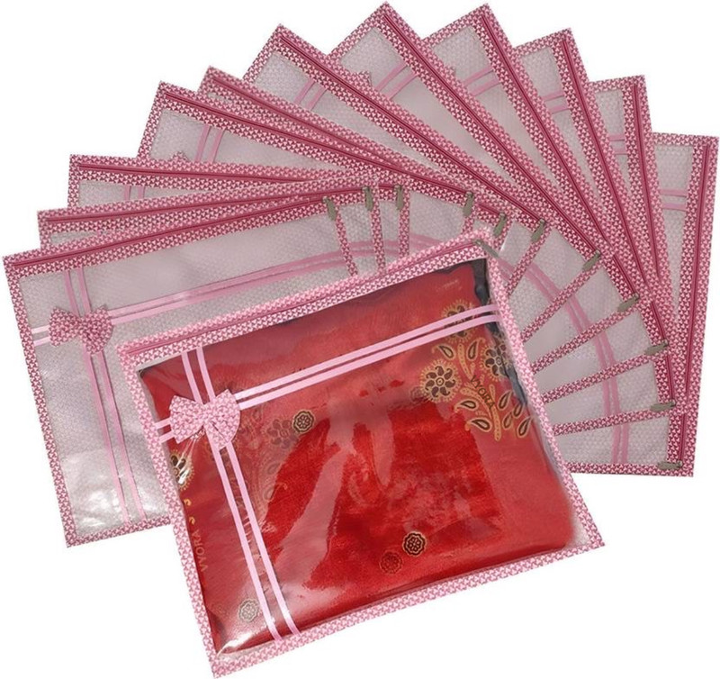 VYORA Saree cover Single Set of 12 storage organizer BOW_DP_12(Pink)