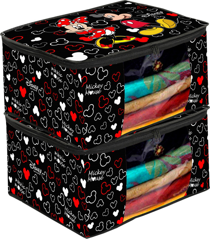 Billion Designer Polka Dots Design 8 Piece Non Woven Fabric Saree Cover/ Clothes Organiser For Wardrobe Set with Transparent Window, Extra Large,(Black & White) - BILLION38097 BILLION038097(Black & White)