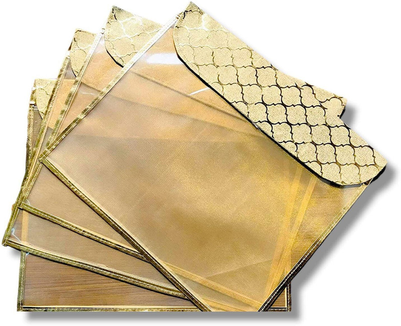 Vriti Creations saree cover Plastic Single Saree/Suit Packing 10 Piece Designer Printed Flap Plastic Single Saree/Suit Packing 10 Piece Designer Printed Flap(golden)