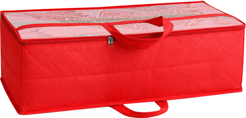 AMIRA INDUSTRIES Lehenga Storage Bag with Transparent Window | Heavy Duty Bridal Dress Cover Large Capacity Zippered Organizer with Handle | Clothes Storage Bag | Moisture & Dust Proof Wedding Garment Storage Pack of 1 (Red)(Red)