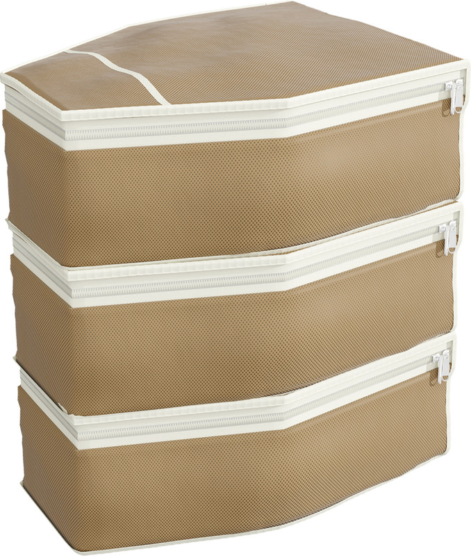 KUBER INDUSTRIES Blouse Cover Plain Blouse Cover|Wardrobe Organizers|Clothes Storage Bag|Pack of 3|Brown Cloth Storage(Brown)