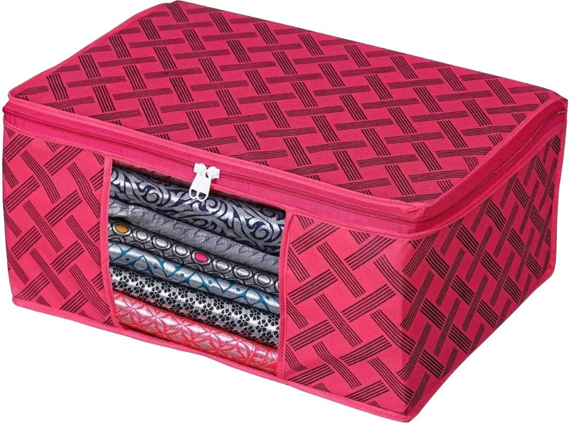 PRAHAN INTERNATIONAL High-Quality Fancy Saree Cover Storage Bag For Wardrobe Organizer Cotton Laundry Bag(Red)