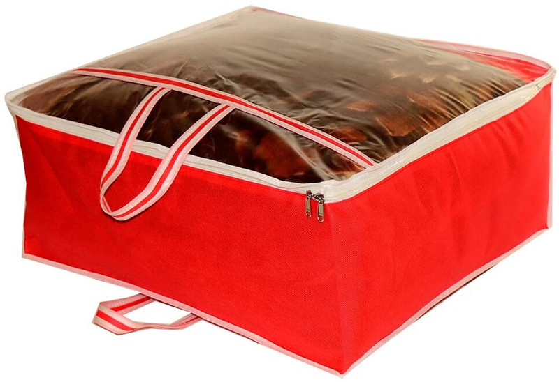AMIRA INDUSTRIES Foldable Blanket Storage Storage Bag with Zip Underbed Organzer, Red Pack of 1 Blanket Cover Red Blanket Cover_Red01(Red)