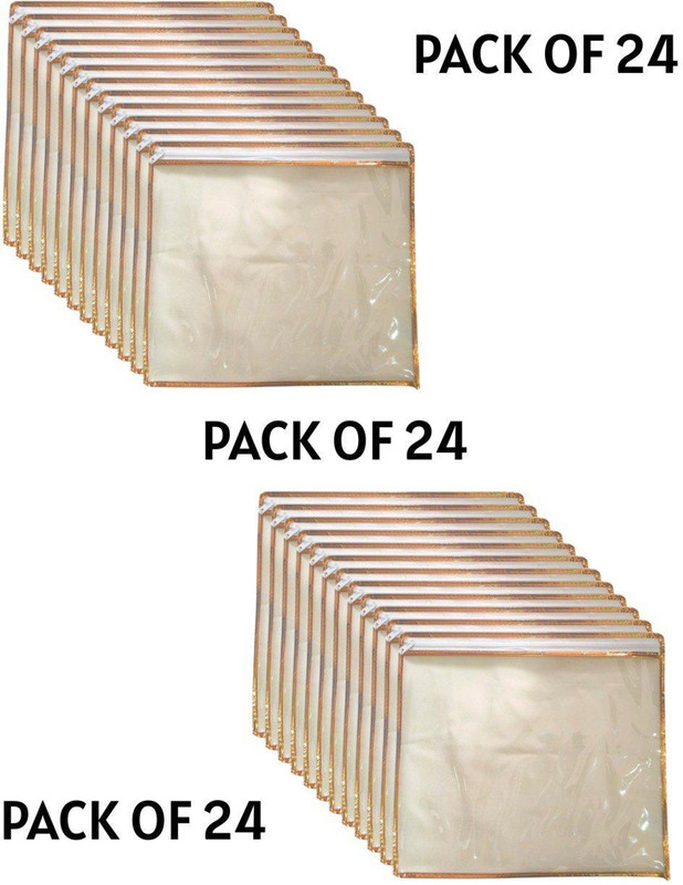 KrimaeEnterprise Golden Saree Cover Non-woven Cover With Zip, 24 Pcs -(Transparent)