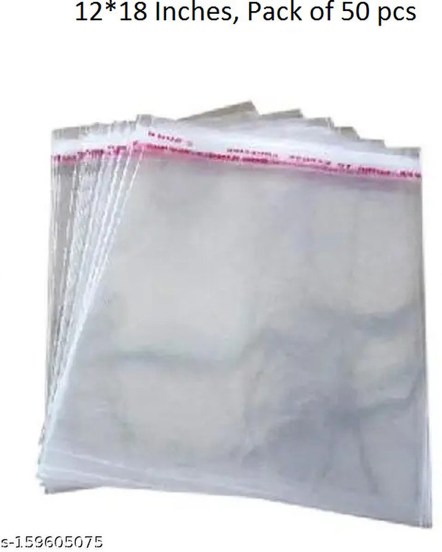 FeelBlue bopp pouches 16*20, Pack of 50 pcs bopp pouches with Self Adhesive, For Packing Clothes bopp(Transparent)