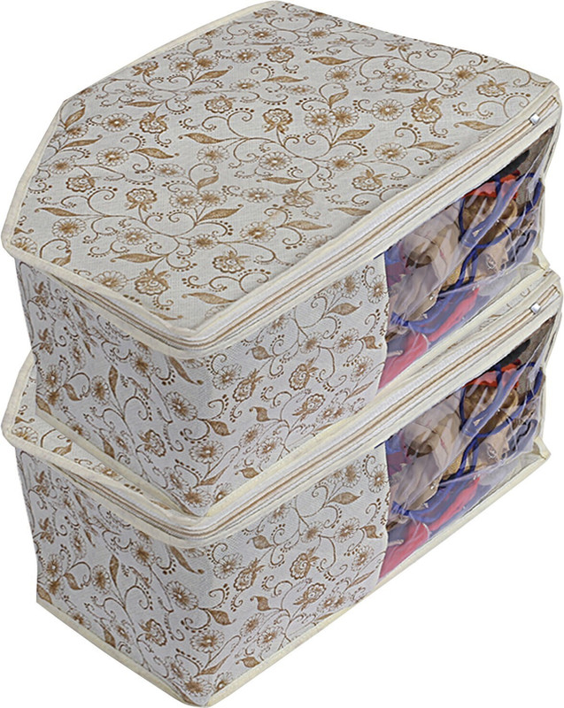 KUBER INDUSTRIES Metallic Print 2 Pieces Non Woven Blouse Cover (Brown)-CTKTC5464 CTKTC05464(Brown)