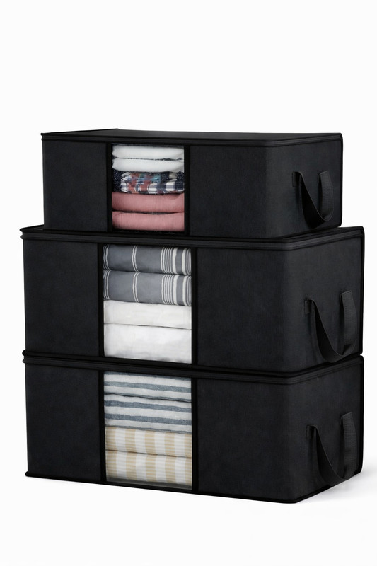 wini krafts Blanket with side handles Wardrobe Clothes covers Closet Organizer and Foldable Clothing Bag for Clothes, Comforter, Underbed Storage 3(Grey)
