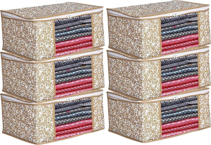 DKS enterprise cloth storage box Non-Woven Fabric Saree Organiser with Transparent Window Garment Covers bag(Red, Blue)