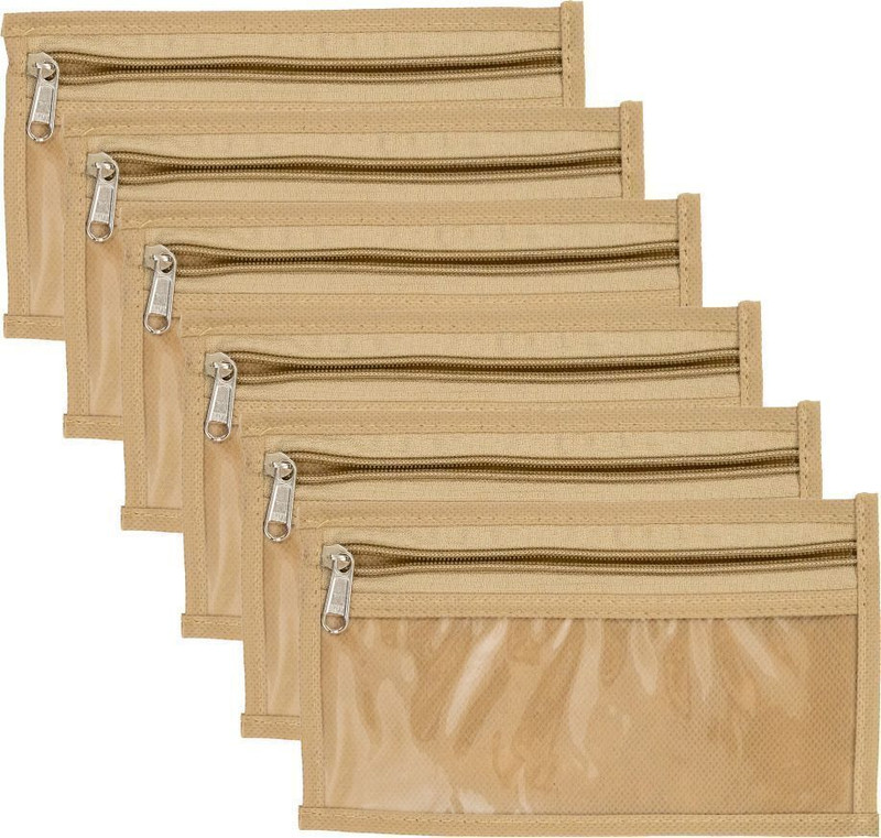 INNWYN Set of 24 Non-Woven Jewellery Cover / Pouch with High-Quality PVC- Rectangle Trending Jewellery Storage Cover(Beige)