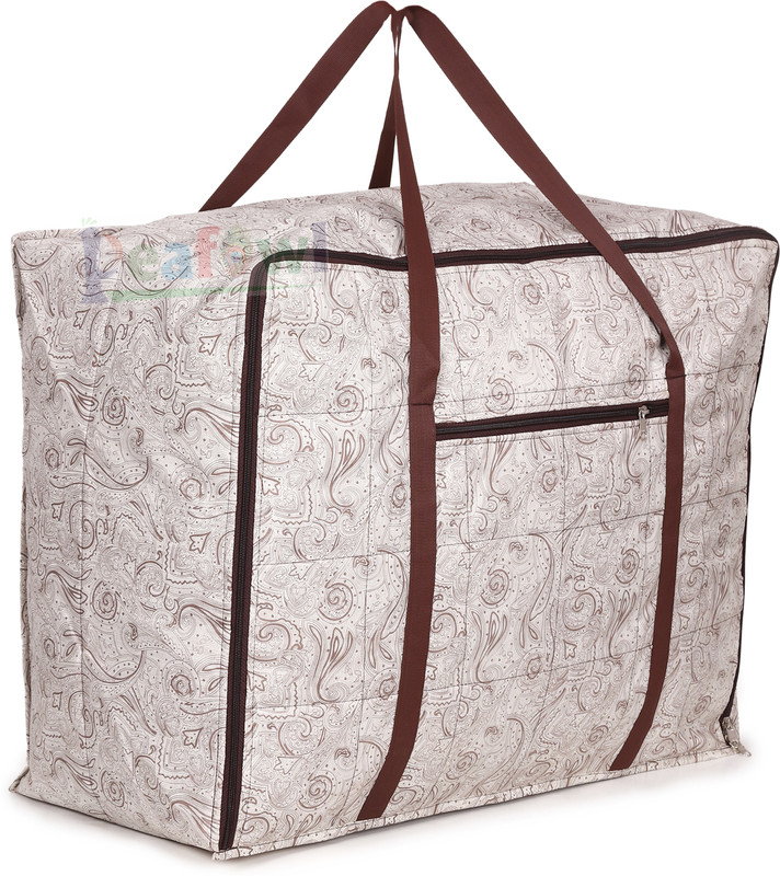 Peafowl Multipurpose Bag/Garments Cover Double Bed Blanket Bag Cover/Saree Bag/Household Storage Bag Cream Garments Cover(Cream Garments Cover)