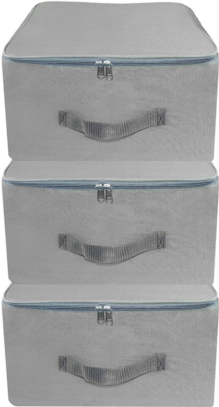 SH NASIMA MANUFACTURER UB-S-G-2 SH NASIMA Nylon Wardrobe Bag Underbed Moisture Proof Cloth Storage Organiser with Zippered Closure & Handle SET OF 2 (GREY) (SO) UB-S-G-2(Grey)