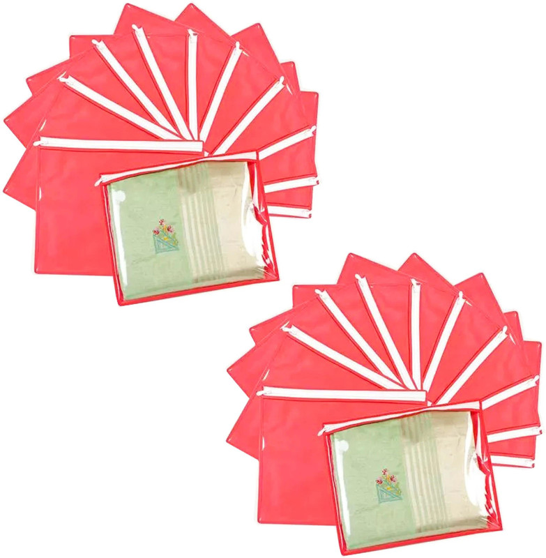 Aadhya High Quiality Pack Of 24 Pieces Single Saree Cover Gift Organizer & Travling pouch Keep saree Travelling Pouch(Red)