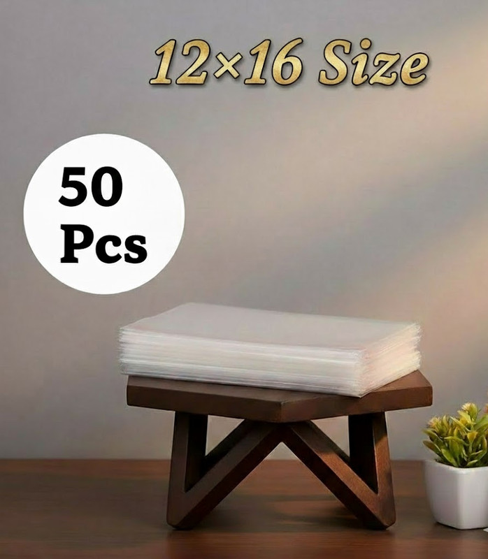 mastBus 12x16 (50 Pcs) Reusable Bags for Clothes Packing Cover Bags for Heavy Sarees/Tshirts/Shararas/Heavy Dresses transparent Packing Cover/Bags For Clothes(Transparent)