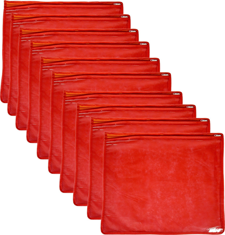 Ripp Cover Non Woven Zipper Waterproof Single Packing Saree Cover SARE_COVER01_RED_10Pcs(Red)