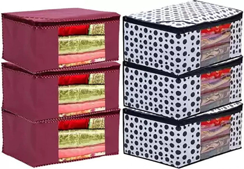 Champaran Industries Useful In Space Saver,Storage Organizer,Saree Cover,Cloth Cover,Cloth Safety Bag Cotton Laundry Bag(Black)