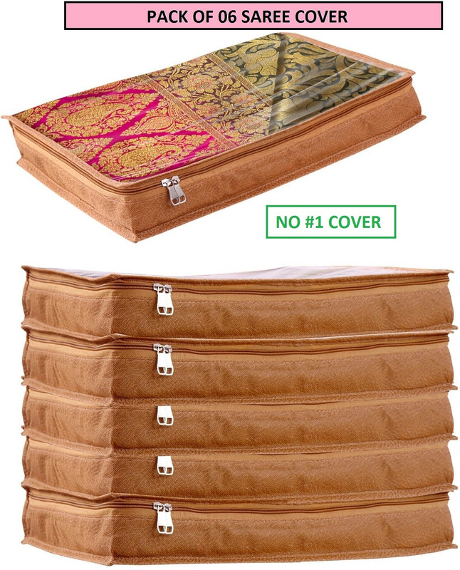 AmeeGoo women Saree cover Printed Non Woven Fabric Saree Cover/Clothes Organiser 1(Brown)
