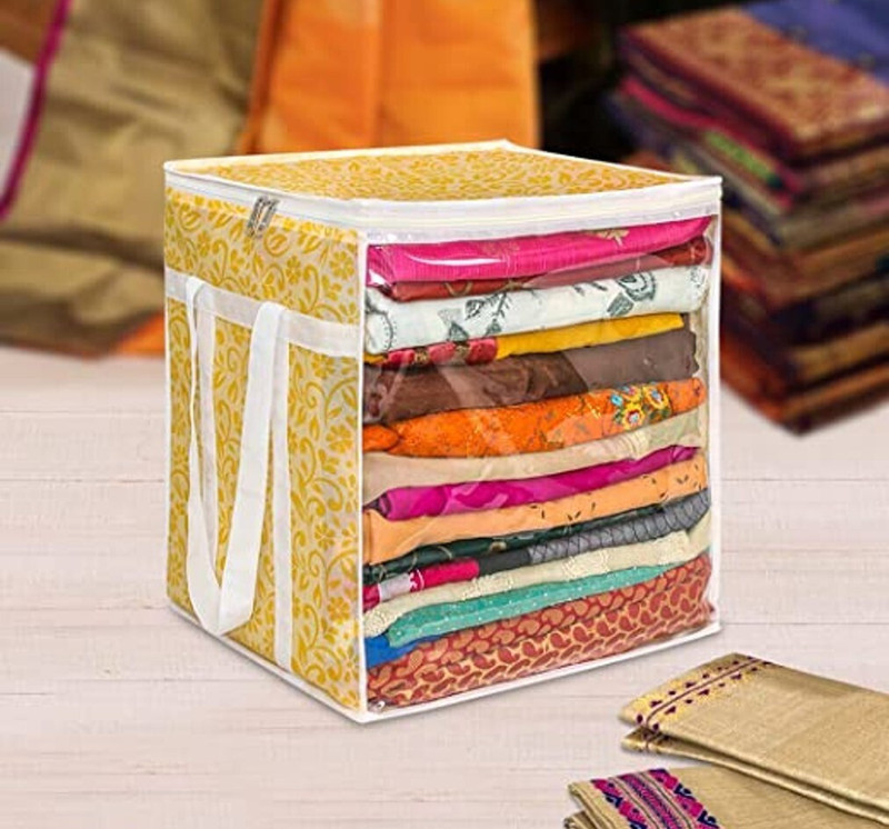AMIRA INDUSTRIES Large Storage Space Saver Multipurpose Bag/Non Woven Wardrobe Storage Organizer Cotton Laundry Bag(Yellow)