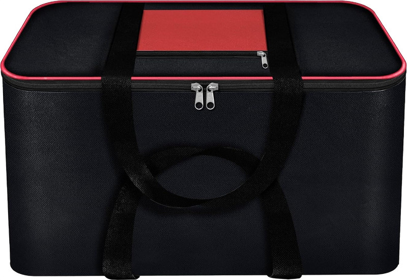 Wonstiar Dustproof & Water-Resistant | Ideal for Sarees, Blankets & Bed Sheets Extra Large Underbed Storage Clothes Organizer Bag Heavy-Duty Nylon Fabric | Strong Handles & Dual Zipper(Red & Black)