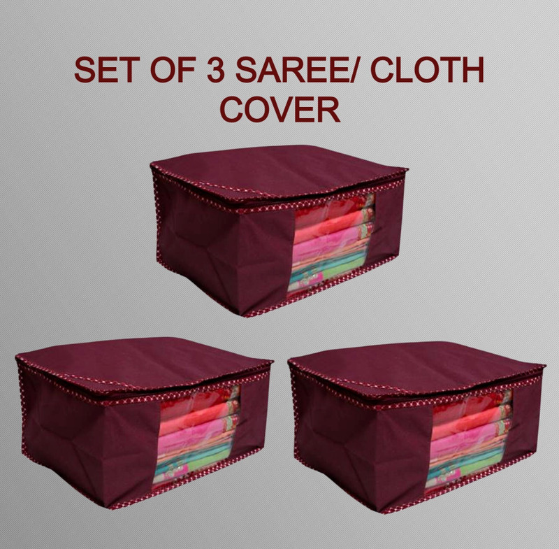 AMIRA INDUSTRIES Maroon Cloth & Saree Cover/ Wardobe Organizer/Strorage Organizer/ Cotton Laundry Bag(Maroon)