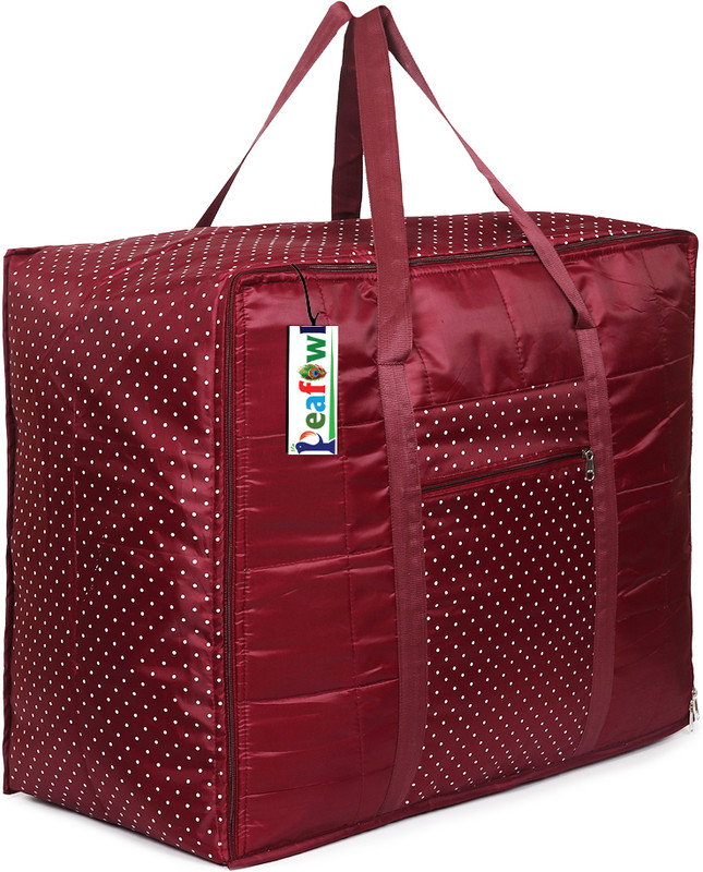 Peafowl Multipurpose Jumbo Bag Double Bed Blanket Bag Cover/Saree Bag/Household Storage Bag JumboBlanket bag(Maroon)