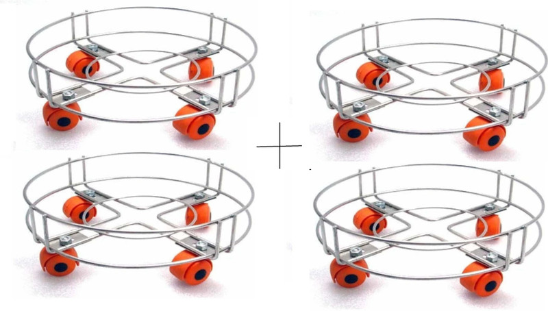 Happynest Heavy Duty LPG Cylinder Trolley with 360° Wheels – Rustproof & Easy to Move Gas Cylinder Trolley(Silver, Pack of 4)