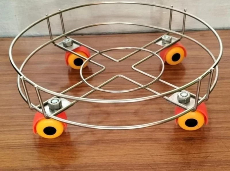 Standify Stainless Steel LPG Gas Cylinder Trolley Stand with Wheel Gas Cylinder Trolley(Multicolor)