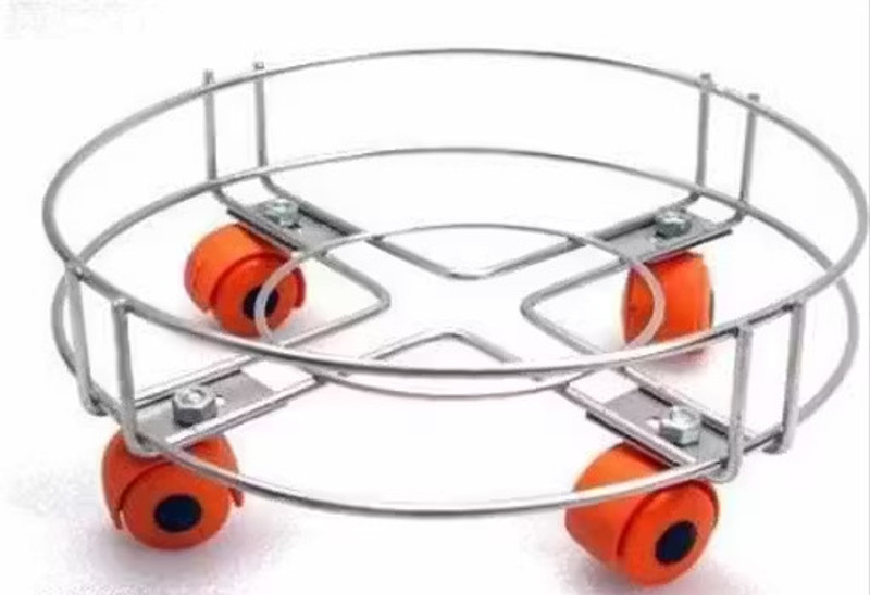 TRIDENTT TRIDENTT LPG Gas Cylinder Stand– Pack of 2 | Stainless Steel Round Trolley Gas Cylinder Trolley(Silver)