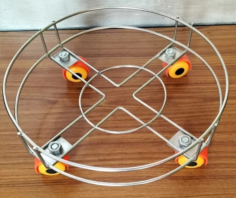 AmarRubal Gas trolley/heavy trolley/trolley/stand/drum stand /steel trolley Gas Cylinder Trolley(Silver)