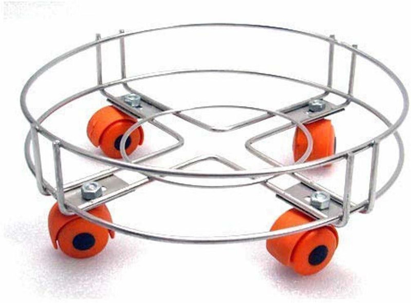 Kitchenify Cylinder Trolley Stand With Heavy Duty Wheels Stainless Steel Gas stand Gas Cylinder Trolley(Silver, Orange)