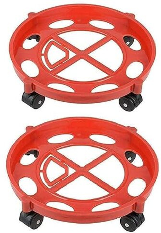 Sigri-wala Sturdy Plastic Gas Cylinder Trolley 2pc - Hassle-Free Mobility and Safety Gas Cylinder Trolley(Red)