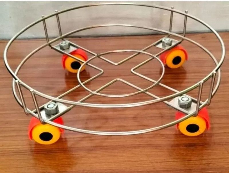 JAISIYARAM Stainless Steel Cylinder Trolley with 360° wheels, supports 50kg LPG cylinder Gas Cylinder Trolley(Steel, Pack of 1)