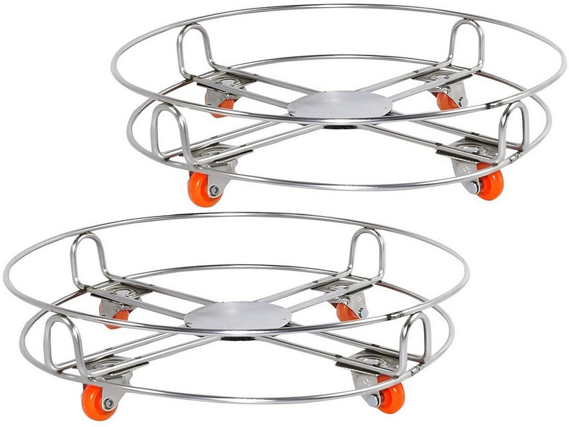 NARV Heavy Duty Stand Anti-Skid Design Multipurpose Trolley Home & Kitchen Use Gas Cylinder Trolley(Steel, Pack of 2)