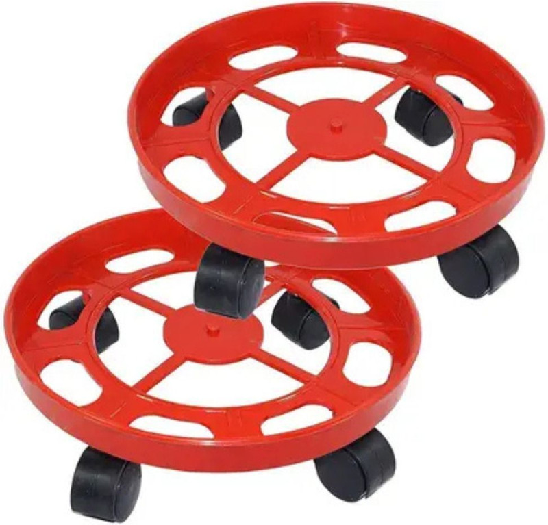 senoprime Red Colour Gas Trolley – Smooth 4 Wheel Movement for Cylinder Gas Cylinder Trolley(Red, Pack of 2)