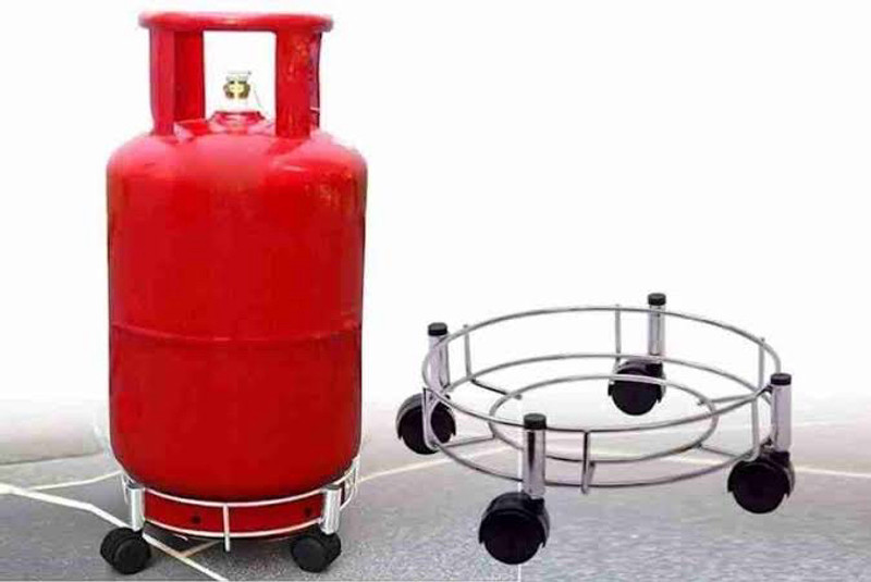 SP STORE New Branded Stainless steel Cylinder StandTrolley Movable with Wheels Gas Cylinder Trolley(Silver)