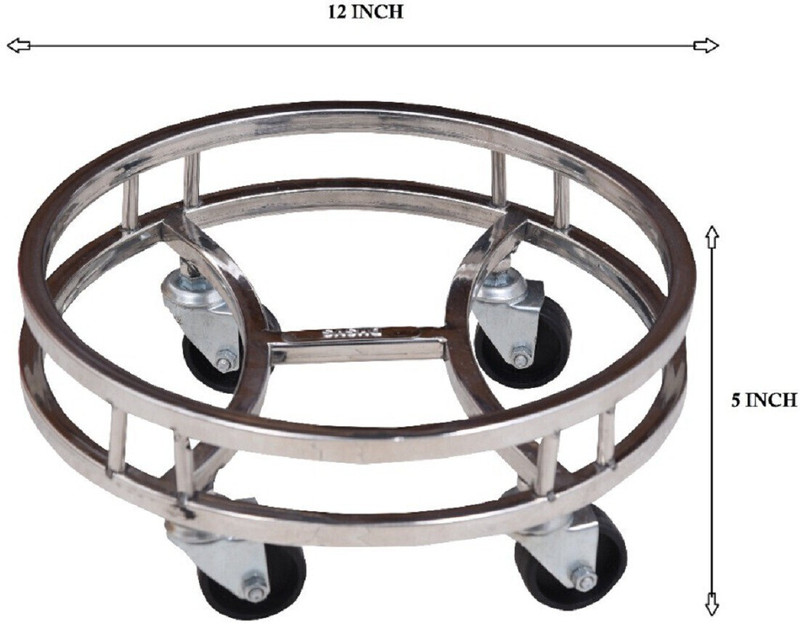 logenta LPG Gas Cylinder Trolley with Heavy Duty Metal Wheels for Home Cylinder, With Black Wheel Gas Cylinder Trolley(Silver, Pack of 1)
