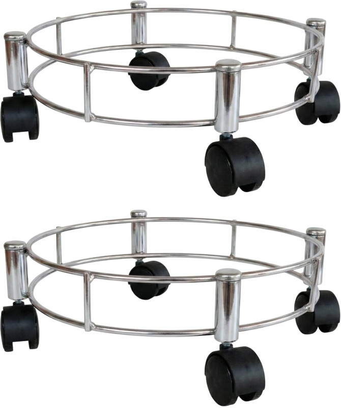 RINCY 2 Pic Heavy Gas Cylinder Trolly Stanless Steel - HG Gas Cylinder Trolley(Silver, Blue, Pack of 1)