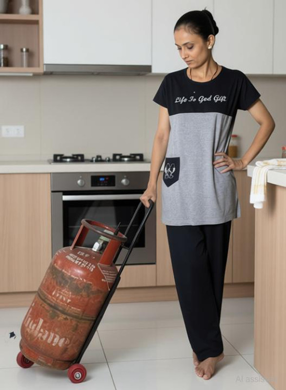 GREEN TOUCH Movable LPG Stand with Wheel|Bottle Stand Gas Cylinder Trolley(Black)