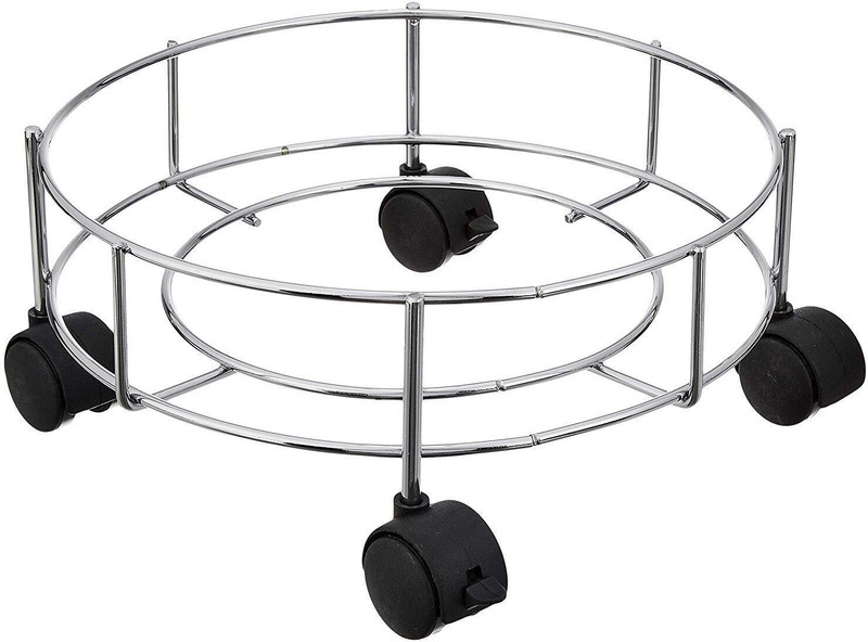 Kitchenify Cylinder Trolley Stand With Heavy Duty Wheels Stainless Steel Gas stand Gas Cylinder Trolley(Silver, Orange)