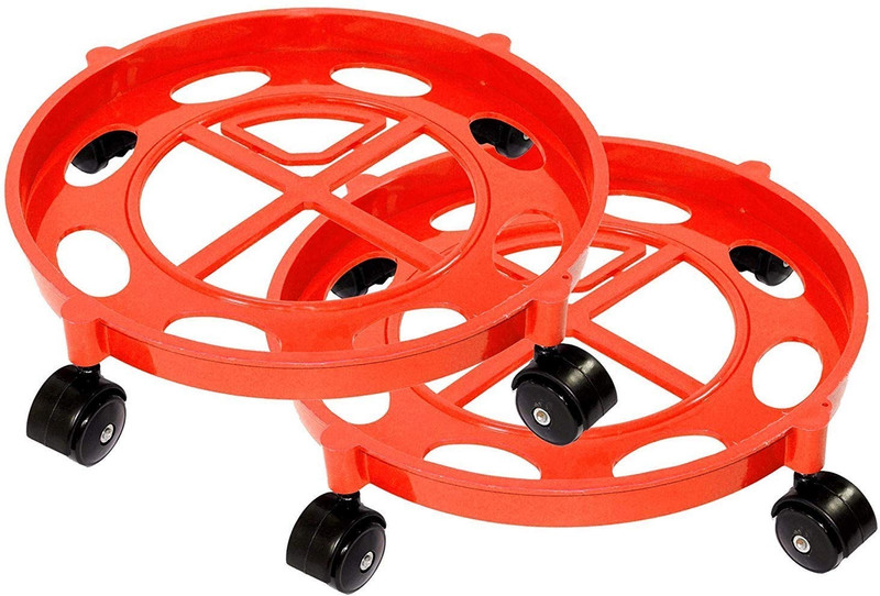 HR ENTERPRISES Pack of 2 Unbreakable Red Gas Trolleys - Heavy Duty Plastic LPG Stand Gas Cylinder Trolley(Red)