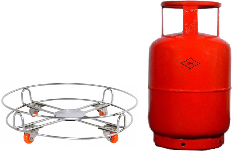 SANMAN Stainless Steel Cylinder Trolley , 360 Degree Rotating Wheel , Bears 50kg Weight Gas Cylinder Trolley(Steel)