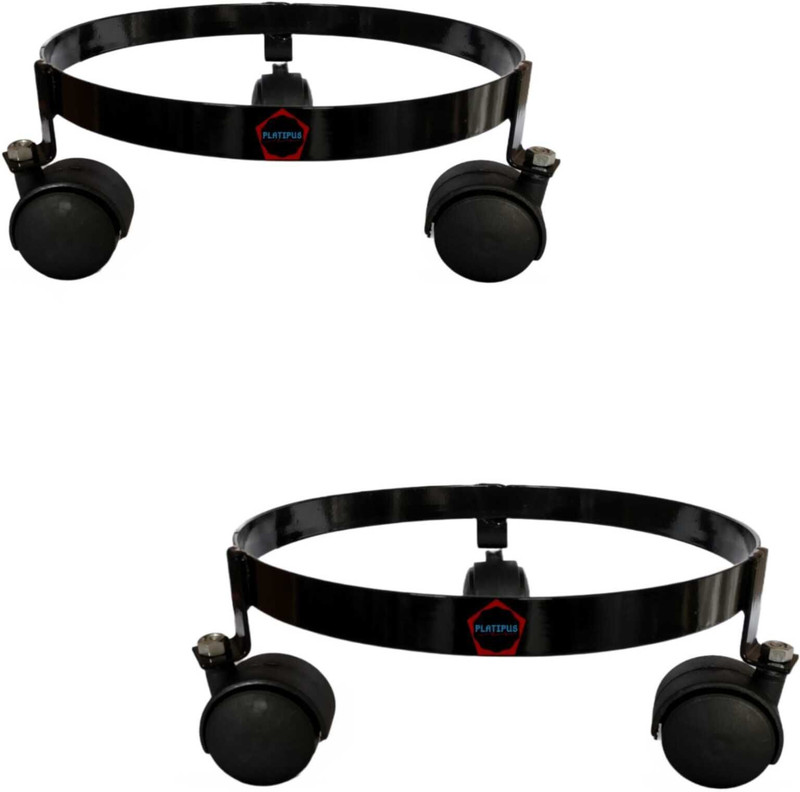 PLATIPUS metal gas cylinder stand trolley with 3 Sturdy Wheels for Easy Shifting Portable Gas Cylinder Trolley(Black)