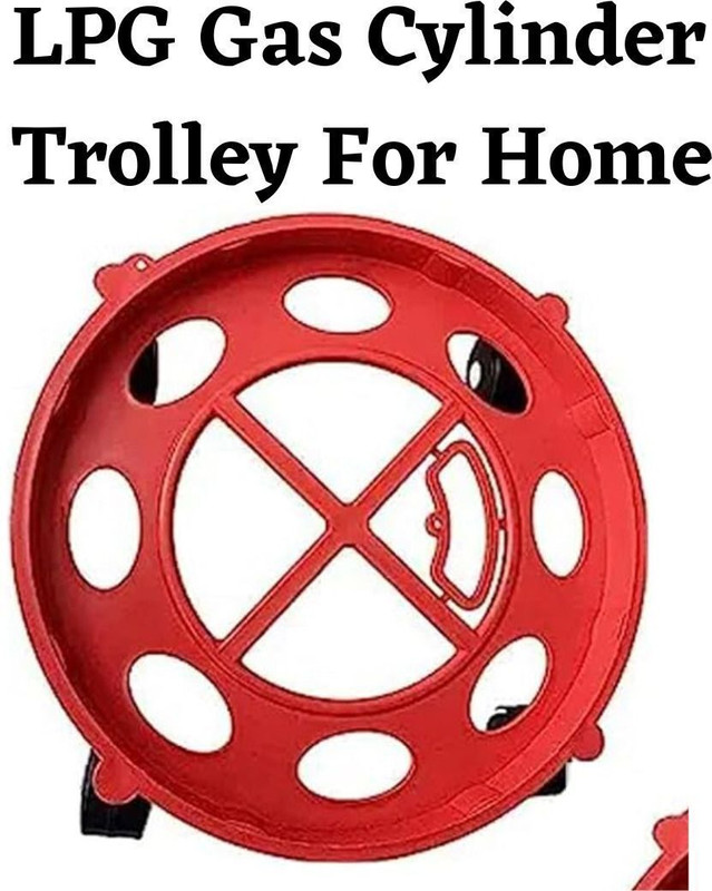 Auram Plastic Red Gas Cylinder Trolley with Wheels Heavy Duty Stand Black Pack of 2 Gas Cylinder Trolley(Red)