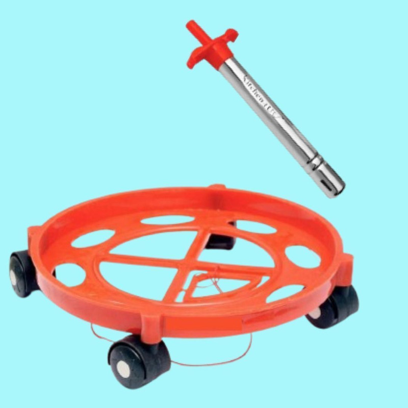 CHITRAKUT Unbreakable Plastic Gas Cylinder Trolley with Free Lighter and Wheels Gas Cylinder Trolley(Red, Pack of 2)
