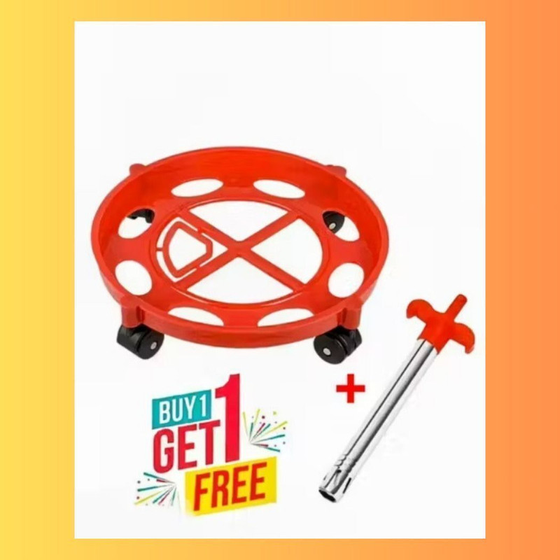 CHITRAKUT Gas Cylinder Holder Trolley with Smooth Wheels + Gas Lighter Combo Gas Cylinder Trolley(Red, Pack of 1)