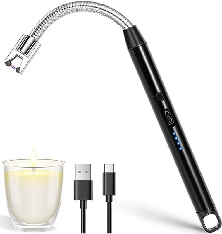 Smart Hubb Electric Candle Lighter, USB Rechargeable, Flexible Neck, LED Battery Indicator Electric Candle Lighter Cigarette Lighter(Black)