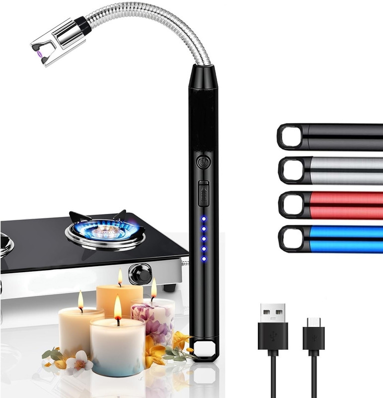 EYESEEK 360 Degree Flexible Rechargeable Electric Kitchen Lighter for Gas Candle Stove Aluminium Electronic Gas Lighter(Multicolor, Pack of 1)