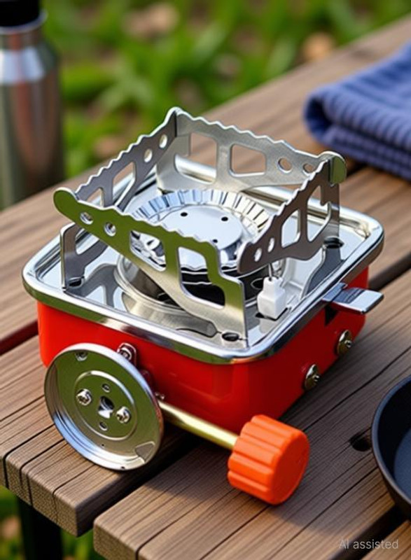 Point Zero Butane Gas Stove Portable Mini Gas Camping Stove, Ultra light Foldable Steel Gas Lighter(Silver, Pack of 1)
