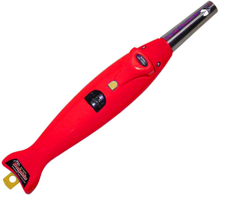 Protos India.Net Gas Lighter for Kitchen Stove RED 2 in 1 Dolphin Electric Lighter Gas Plastic Electronic Gas Lighter(Red, Pack of 1)